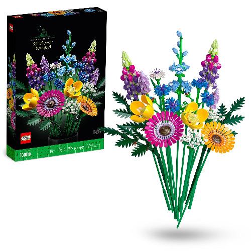 Lego 10313 Icons Wildblumenstrauß-Set, künstliche Blumen mit Mohn und Lavendel zum Basteln für Erwachsene, Geschenk für Sie & Ihn, Botanical Collection