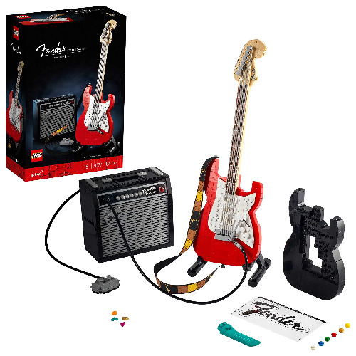 LEGO 21329 Ideas Fender Stratocaster, DIY-Gitarren-Kit, Musikinstrument für Erwachsene mit 65 Princeton Reverb Verstärker und Gitarren-Zubehör, Geschenk für Sie & Ihn - Single