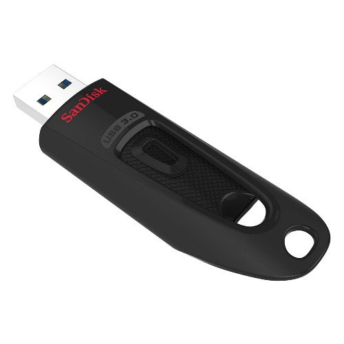 SanDisk Ultra USB 3.0-Flashdrive 64 GB (Overdrachtssnelheden Tot 130 MB/s, SanDisk SecureAccess-Software, Met 128-Bit AES-Versleuteling, RescuePRO Deluxe Software) - Single - Zwart
