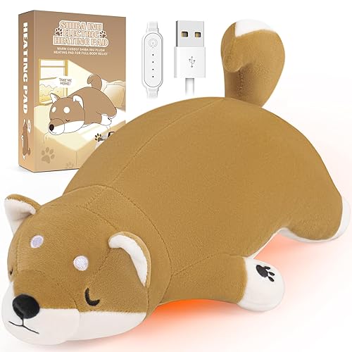 Electric Heating Pad for Period Cramps, Cuddly Soft 14" Shiba Inu Plush with a Hot Soft Belly USB Powered, Menstrual Heating Pad Neck Shoulder Pain Relief, Gift for Daughter Wife Period Heating Pad - Shiba Inu