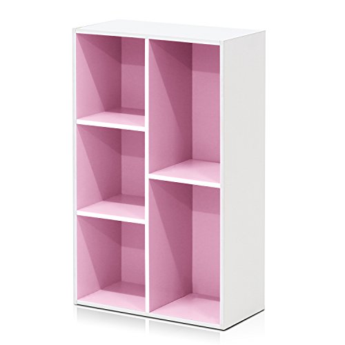 Furinno 5-Cube Reversible Open Shelf, White/Pink 11069WH/PI - White/Pink - 5-Cube