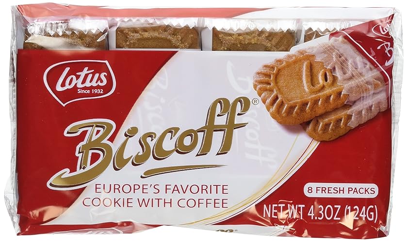 Biscoff Cookies - 4.3 Ounce (Pack of 2) (16 Individual Snack Packs) - lotus,coffee - 4.3 Ounce (Pack of 2)