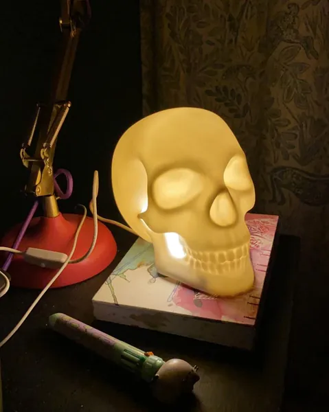 Bone China Skull Lamp - CHARLOTTE CLARK LTD