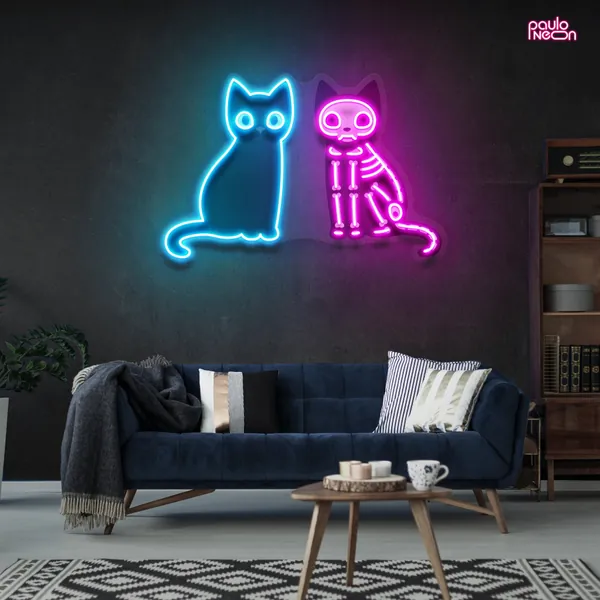 Neon Sign Custom Black Cats, cats gift personalized, cat decor for home, cat decor for bedroom, cat wall art, gift for the home decor