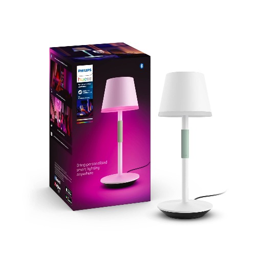 Philips Hue 1-Pack Go Portable Table Lamp for Indoor & Outdoor Use, White and Color Ambiance, Compatible with Alexa, Apple HomeKit and Google Assistant, White - Go Table Lamp White 1 Count (Pack of 1)