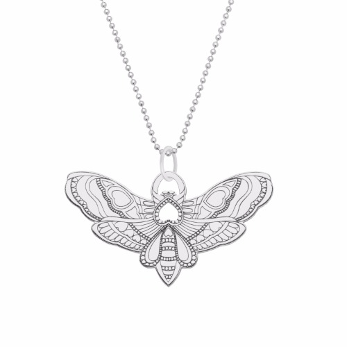 Medium Silver Moth Pendant Necklace by CarterGore