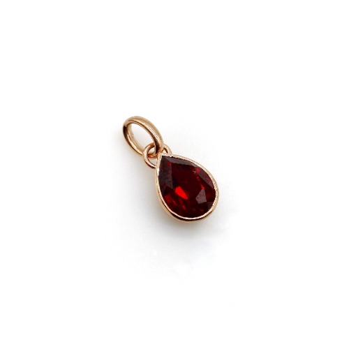 14K Rose Gold Garnet Teardrop Pendant | Antique