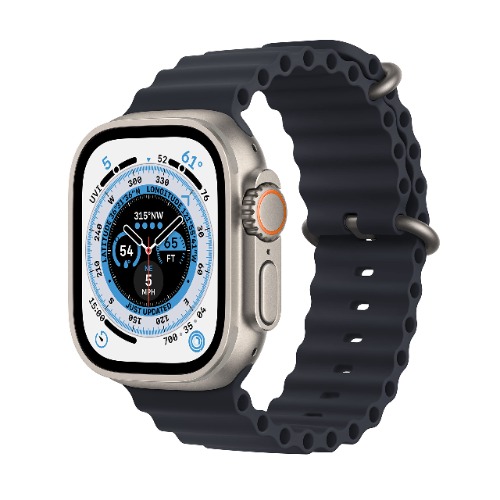 Apple Watch Ultra [GPS + Cellular 49mm] Smart Watch w/Rugged Titanium Case & Midnight Ocean Band. Fitness Tracker, Precision GPS, Action Button, Extra-Long Battery Life, Brighter Retina Display - Titanium Case with Midnight Ocean Band Ocean Band - fits 130-200mm wrists