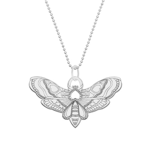 Small Silver Moth Pendant Necklace by CarterGore
