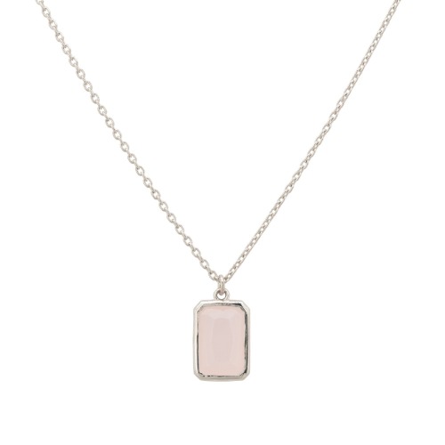 Portofino Necklace Silver Rose Quartz by LATELITA