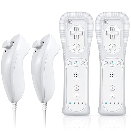 FASIGO Wii Remote with Nunchuck, Wii Controller with Nunchuck, Compatible with Nintendo Wii/Wii U, 2 Pack