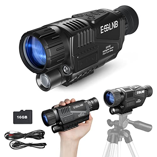 ESSLNB Night Vision Monocular 5X40 Night Vision Infrared Monocular with 1.5" TFT LCD Take Photos and Videos Playback Function 16G TF Card Digital Night Vision Scopes - Black