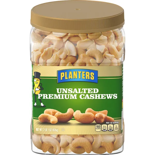 Planters Unsalted Premium Cashews (33 oz Canister) - Cashews