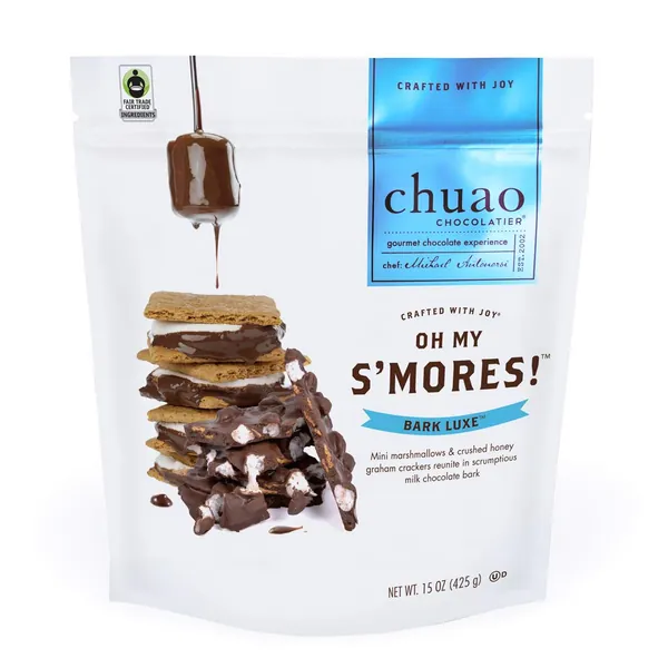 S'mores Bark Luxe Milk Chocolate Bark by Chuao Chocolatier | Gourmet Snacking Chocolate Artisan European No Preservatives | For Gift Baskets, Christmas, Valentines Day, Holiday Gifts | 15 oz