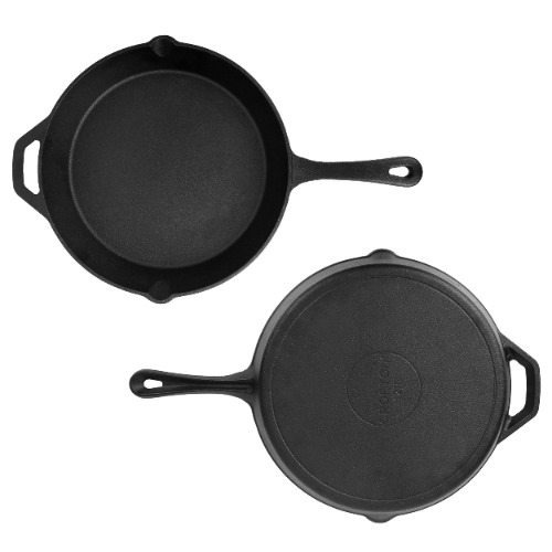 12" Pre-Seasoned Cast Iron Skillet Oven Safe Non-Stick Surface | black