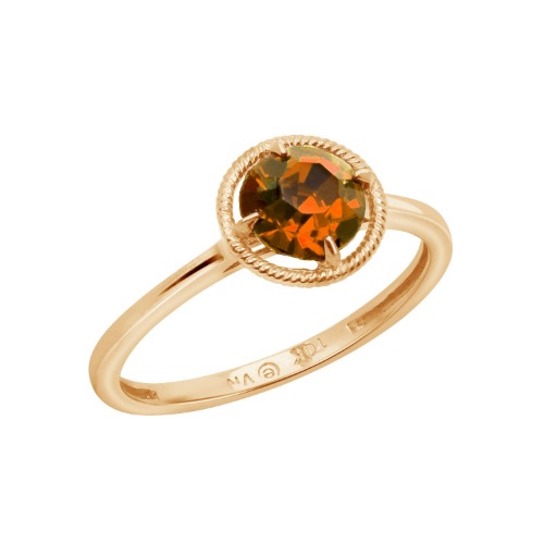 Amazon Collection 10k Gold Imported Crystal March Birthstone Ring - Orange, November 7