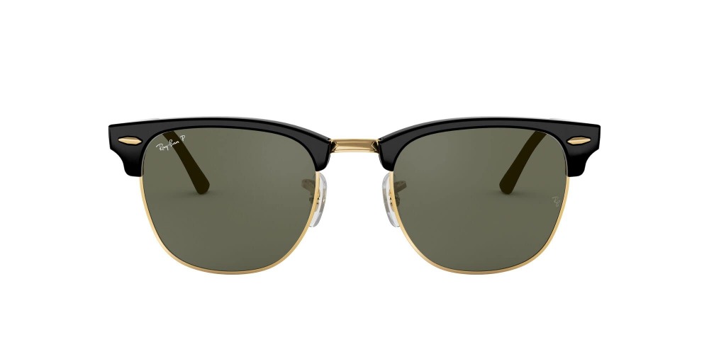 Ray-Ban RB3016 Clubmaster Square Sunglasses - Black/Polarized G-15 Green 49 Millimeters