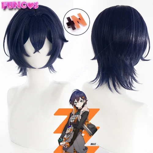 Jogo Zenless Zona Zero Belle Cosplay Curto Peruca Azul, Hairpin, Cap Fibra Resistente ao Calor, Cabelo Proxy Phaethon - AliExpress 200000532