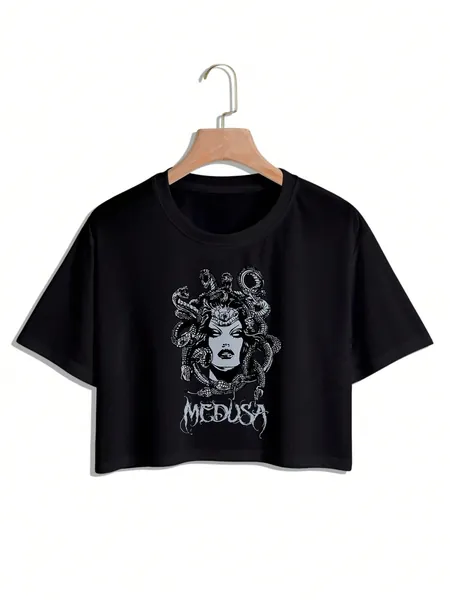 Blusa Blusinha Cropped Medusa Camiseta T-shirt Verão Curta