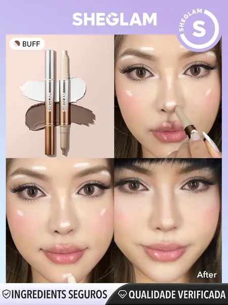 SHEGLAM Caneta para contorno de nariz e realce 2 em 1 Fine Line