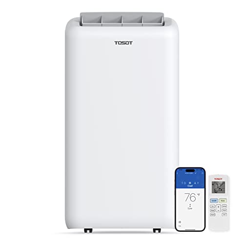 TOSOT 14,000BTU (10,000 BTU SACC) Smart WiFi Portable Air Conditioner with Heater, Powerful Cooling Auto Swing, Dehumidifier, Fan, 24H Timer for Large Room Up to 600 sq ft, AOMI Series - 14,000BTU (10,000 BTU SACC)