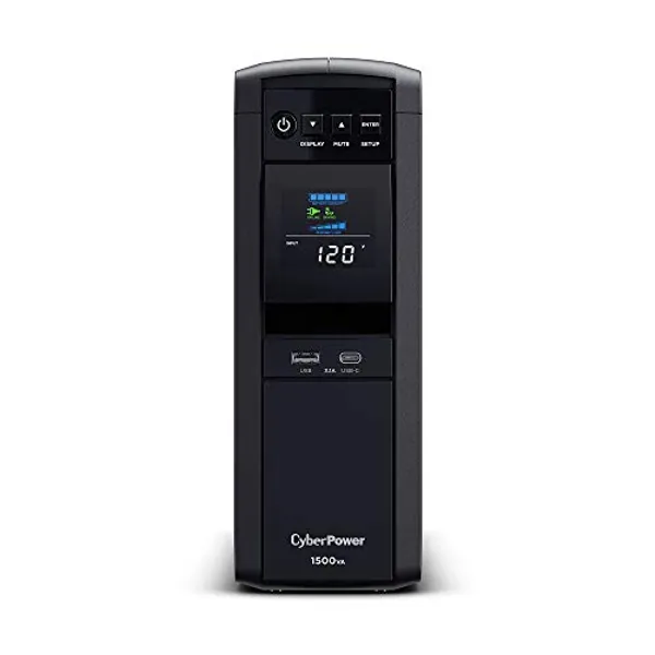 CyberPower CP1500PFCLCD PFC Sinewave UPS System, 1500VA/1000W, 12 Outlets, AVR, Mini Tower, Black - 1500VA - UPS