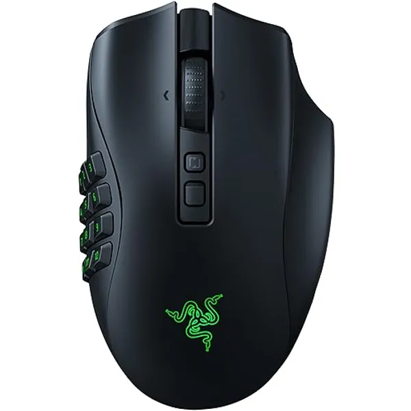Razer Naga V2 Pro Wireless MMO Gaming Mouse: 19+1 Programmable Buttons w/Swappable Side Plates - HyperScroll Pro Wheel - Focus Pro 30K Optical Sensor - Optical Mouse Switches Gen-3-300 Hr Battery - Naga V2 Pro