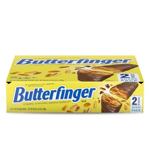 Butterfinger, Bulk 18 Pack, Chocolatey, Peanut-Buttery, Individually Wrapped Candy Bars, Share Pack, 3.7 oz Each - Original - 3.7 Ounce (Pack of 18)