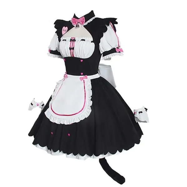 Nekopara Chocola/Vanilla Cosplay Costume Anime Gothic Dress Outfit Maid Uniform Lolita Dress Full Set for Halloween Party