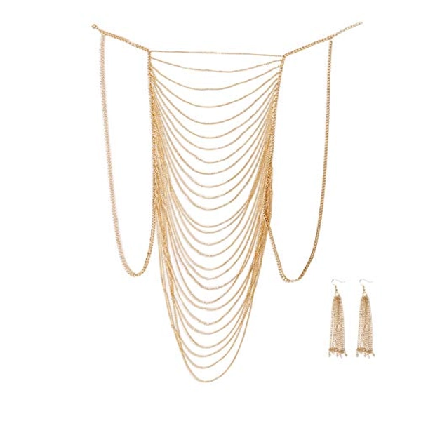 Women's Sexy Halter Backless Tank Top Bra Body Chain Necklace Tassels Party