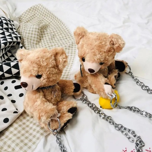 Fluffy Teddy Bear Crossbody Messenger Bag for Cosparty Fun - 20cm Bear