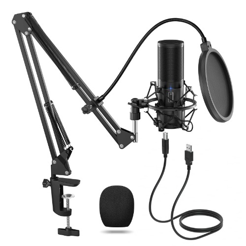 TONOR USB PC Microphone Kit, Podcast Recording Mic Computer Cardioid Condenser Microfono for Studio Recording, Singing, Streaming, Voice Over, Gaming, YouTube with Boom Arm(Q9) - 