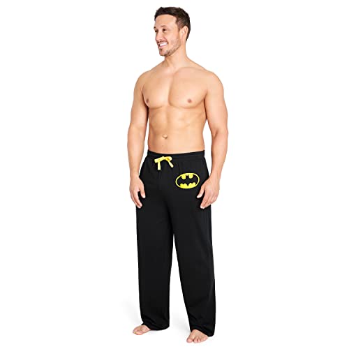 DC Comics Men's Long Batman Pyjama Bottoms for Men - Black - XXL