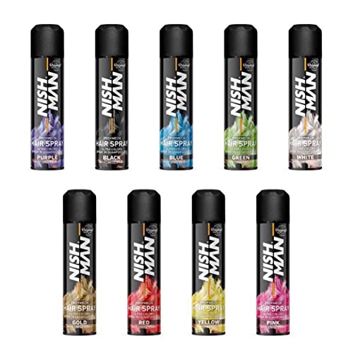 NISHMAN Temporary Hair Colour Spray for KIDS, 150 ml | Hair Glitter Spray | Ultra Colours Shampoos Out | Wash Out Hair Dye for Kids | Party Fancy Dress Up Hairspray Boys, Girls - Green