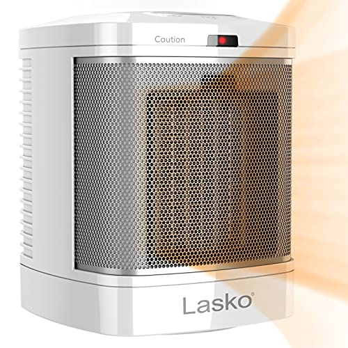 Lasko CD08200 Small Portable Ceramic Space Heater for Bathroom and Indoor Home Use, White, 6.25 x 6.25 x 7.65 inches - Heater
