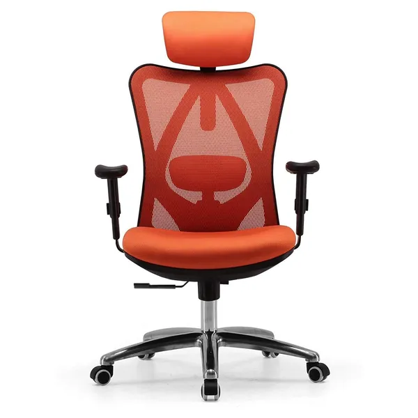 SIHOO Office Chair Ergonomic Desk Chair, Breathable Mesh Design High Back Computer Chair, Adjustable Headrest and Lumbar Support (Orange)