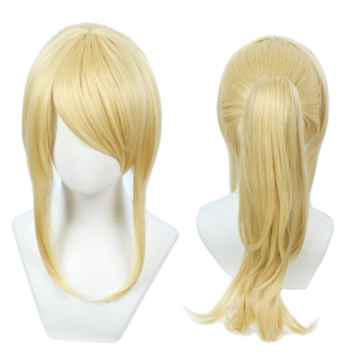 Linfairy Womens Blonde Wig Costume Cosplay Wig + 50cm Ponytail - 