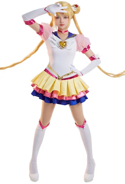 Sailor Moon Usagi Tsukino Cosplay Costume Dress and Gloves