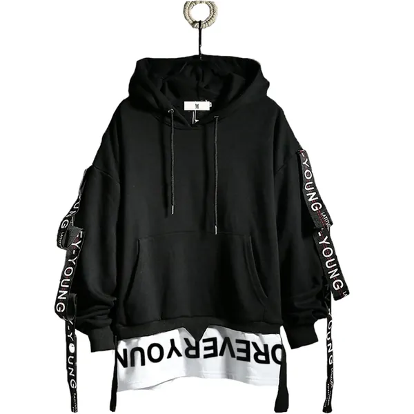 DUDHUH Mens Hoodie Fashion Pullover Letter Print Tracksuit Techwear Casual Coat Hip-Hop Sweatshirt