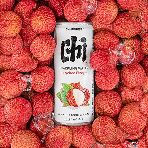 GENKI FOREST Flavored Sparkling Lychee Fizzy, 0 sugar, 0 calories, 100% flavor, 11.15 fl oz Cans(pack of 24) (Packaging May Vary) - Lychee Fizzy - 11.15 Fl Oz (Pack of 24)