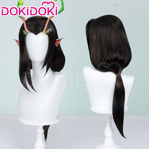 Dokidoki Game Cosplay Woman Wig Long Straight Black Wig Hair Bundle Ponytail | Wig Only-Order Processing Time Refer to Description Page