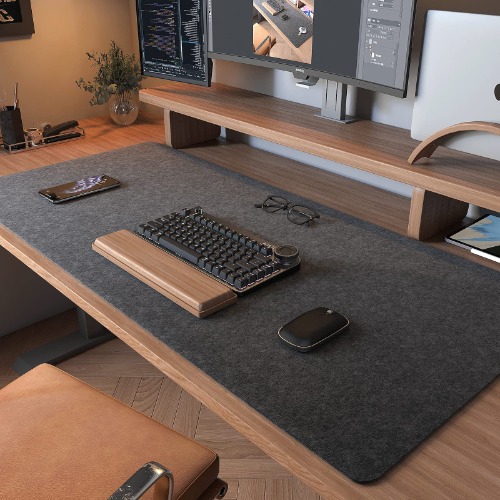 DAWNTREES Felt Desk Mat Pad,100x40CM,Dark Grey Large Mouse Pad,Desk Organizers and Accessories,Extra Large Keyboard Mat,Computer XL Desk Pad. - 100*40CM - Dark gray