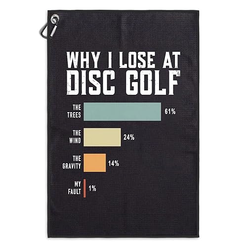 Msticey Why I Lose at Disc Golf Printed Microfiber Disc Golf Towel, Disc Golf Gifts for Disc Golf Lover Dad Boyfriend, Disc Golf Fans Father's Day Birthday Gifts, Disc Golf Accessories for Men Women