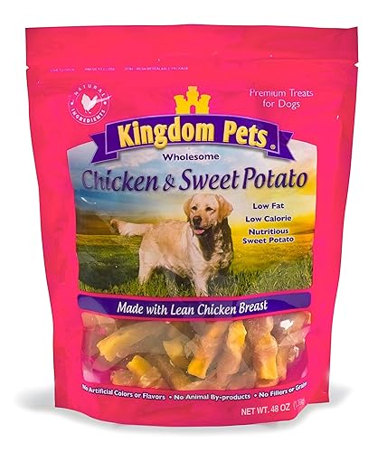 Kingdom Pets Filler Free Chicken Jerky & Sweet Potato Twists, Premium Treats for Dogs, 48-Ounce Bag - 3 Pound (Pack of 1)