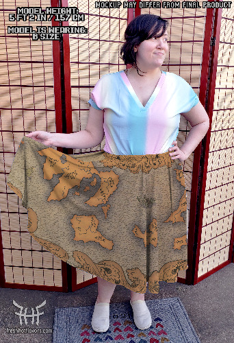 Here There Be Dragons! Midi Skirt With Pockets | B Size (LG-3X)