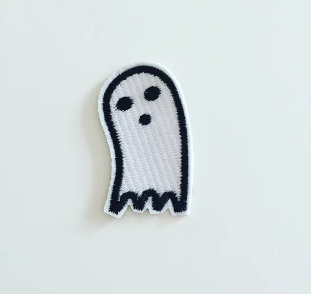 Halloween Ghost Iron-On Patch, Halloween Spooky Ghost Badge, Spooky Patch, DIY Embroidery, Embroidered Applique, Halloween Costume
