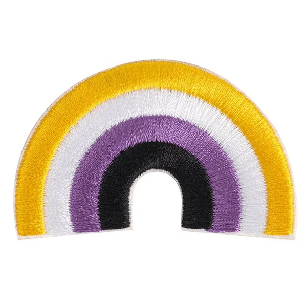 Non Binary Pride Rainbow Embroidered Iron On Patch | Adhesive Backing | Additional Sewing Options | LGBTQ Pride Accessories