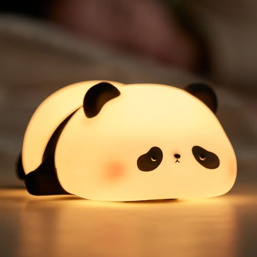 SALUOKE Panda Night Light for Kids: Dimmable Baby Night Lights, 30-Minute Timed Touch Night Lamp, Silicone Nightlight Wireless with USB Rechargeable, Decorative Room Lampe-Gift for Children Toddler