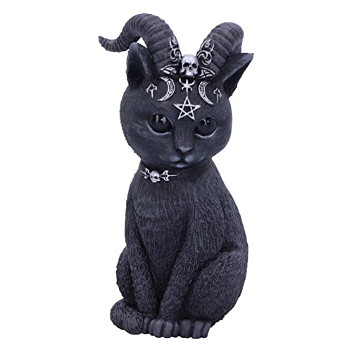 Nemesis Now Cult Cuties Pawzuph Figurine 11cm, Resin, Black, Scarily Adorable Horned Cat, Adorned with Small Skulls, Pentagrams and Moons, Cast in the Finest Resin, Hand-Painted