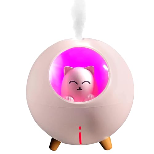 Portable USB Cool Mist Humidifier,220ml Mini Air Humidifier With Color LED Light Conversion Room Humidifier for Offices,Bedrooms,Car (Pink) - pink
